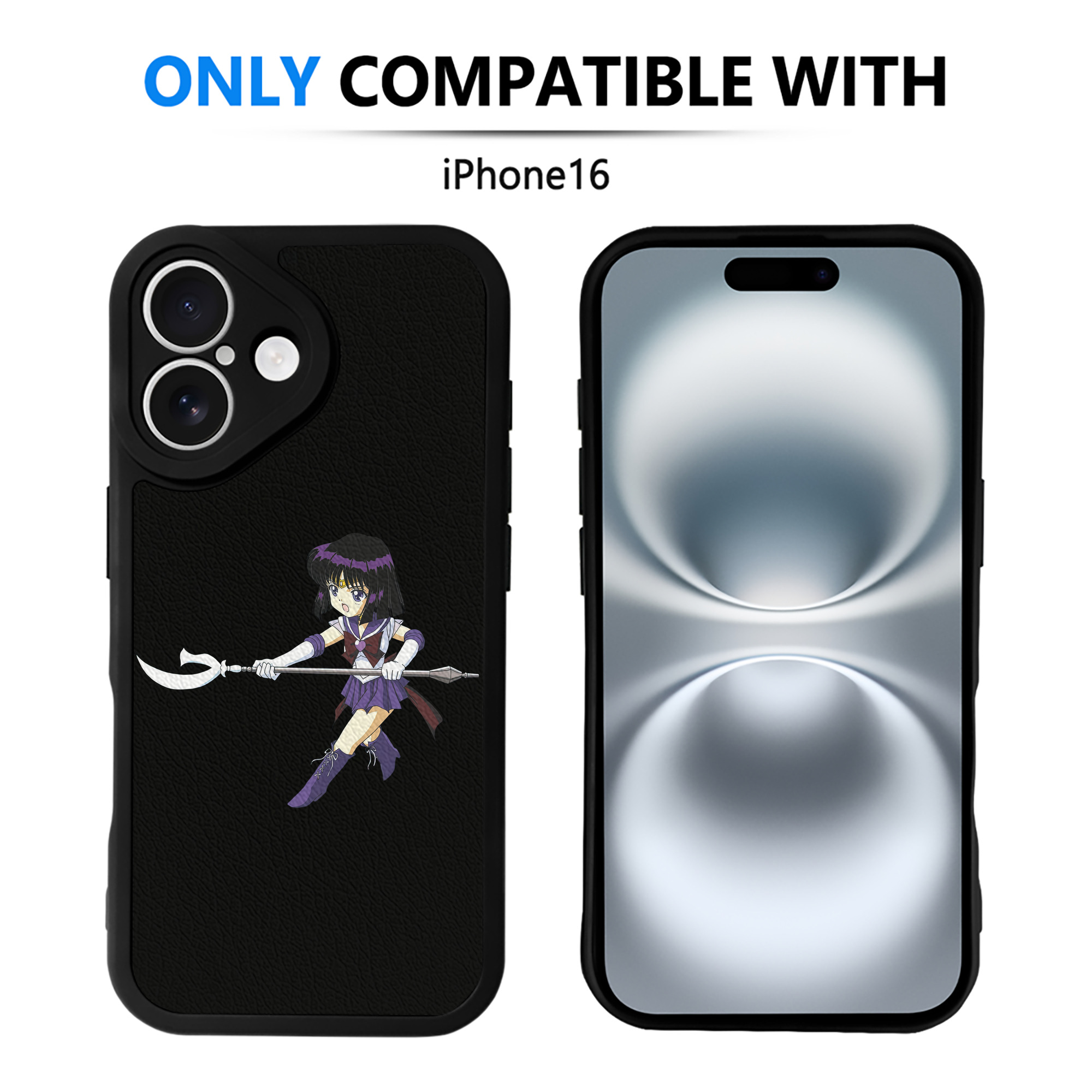 （画像用） 美少女戦士セーラームーン 土萠ほたる Sailor Moon Tomoe Hotaru （セーラーサターン；Sailor Saturn） 【iPhone 16シリーズ対応】シリコンスマホケース（レザー調） 材質：シリコン